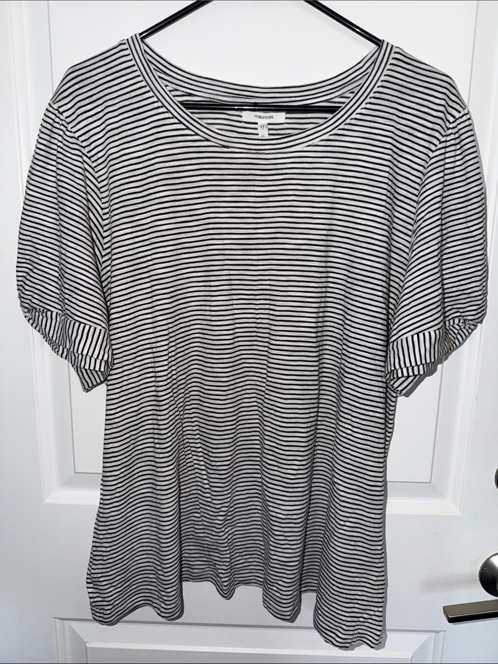 Maurices Black and White Striped Scoop Neck Tee